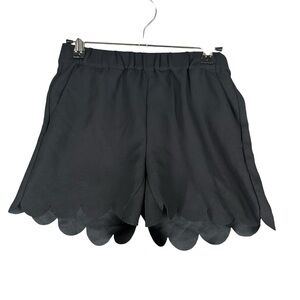 Madewell Women’s XXS Black Scallop Shorts Pull On F4228 Preppy Casual Feminine